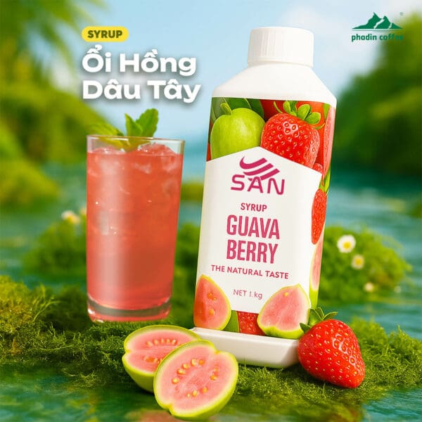 Syrup ổi hồng dâu tây - Chai 1 kg