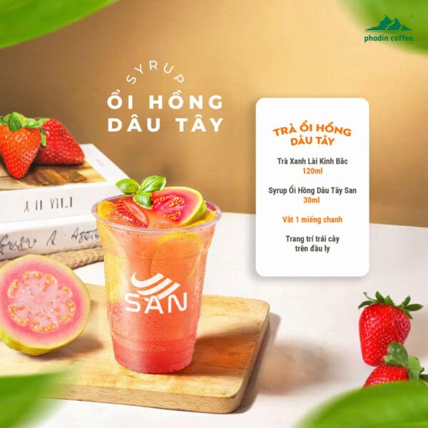 Syrup ổi hồng dâu tây - Chai 1 kg