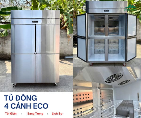 Tủ đông 4 cánh inox 403 quạt lạnh Lightcool LS-1200F