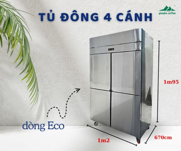 Tủ đông 4 cánh inox 403 quạt lạnh Lightcool LS-1200F