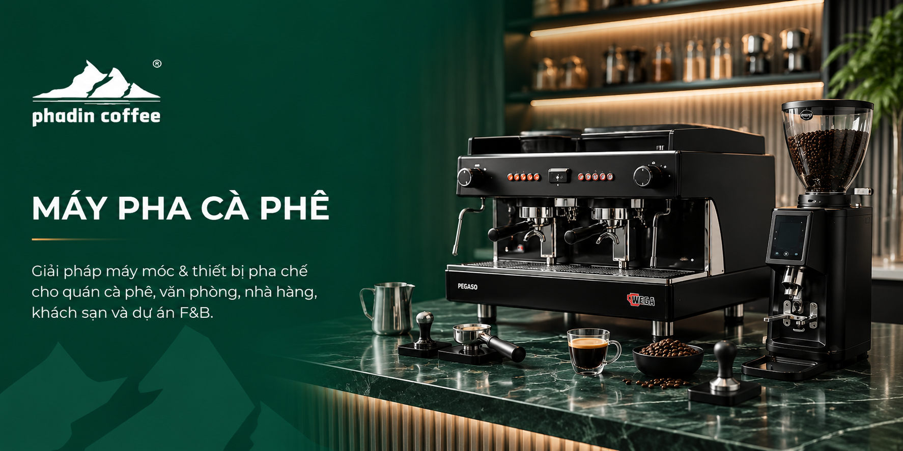 Banner máy pha cà phê Phadin Coffee