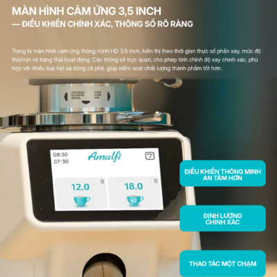 Máy xay cà phê Amalfi T80 64mm – Cân định lượng theo gram