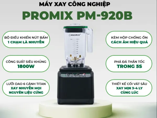 Máy xay sinh tố công nghiệp Promix PM-920B 1,8L – 1800W, hẹn giờ