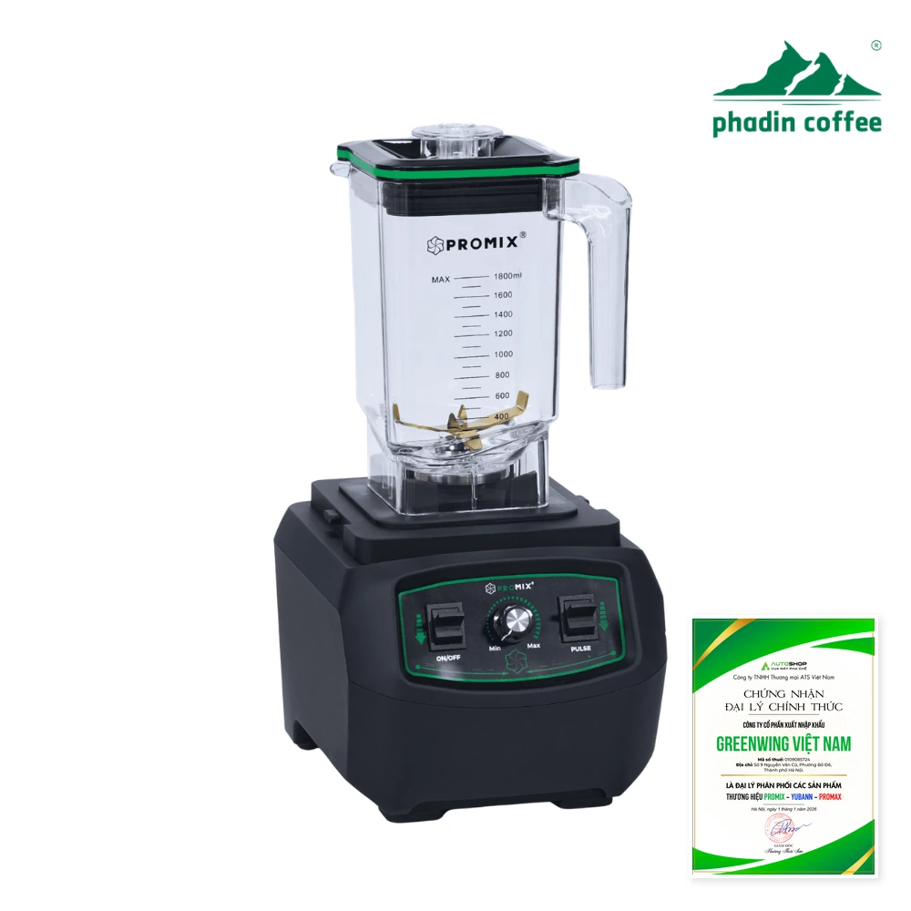 Máy xay sinh tố công nghiệp Promix PM-1001 – 1.650W, cối 1,8L – Phadin Coffee