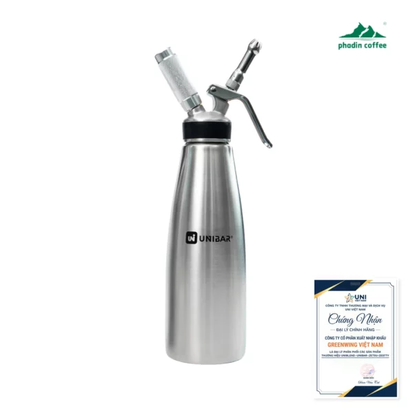 Bình xịt kem Unibar UBK-1000 1L bằng thép không gỉ – Phadin Coffee