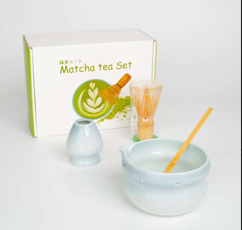 Bộ dụng cụ đánh matcha 4 chi tiết - màu xanh dương
