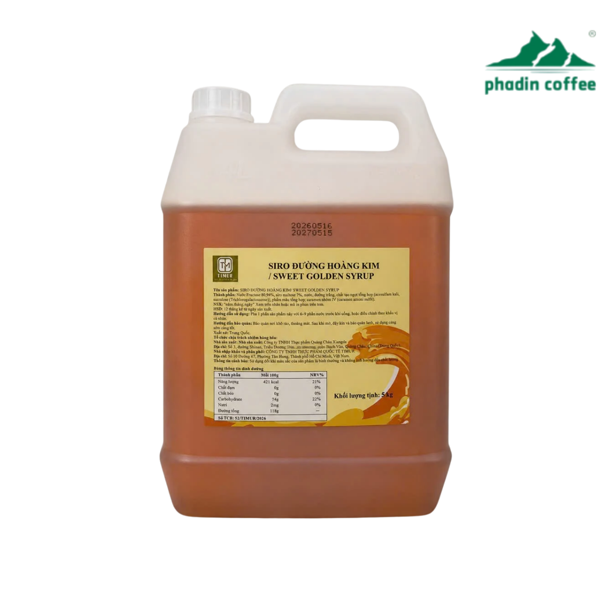 Đường Fructose Vàng (Đường Hoàng Kim) 5 kg