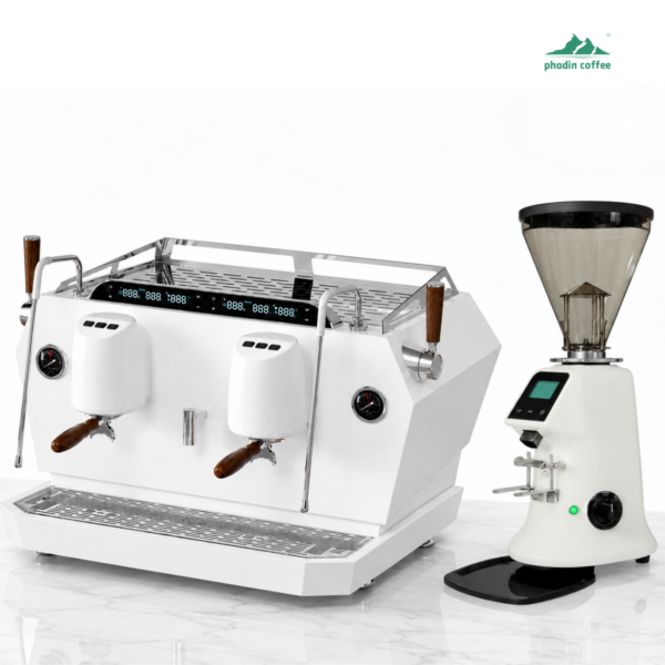 Combo máy pha cà phê Hambach DR7208 Multi Boiler 2 Group + máy xay JX600AD