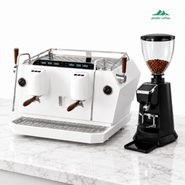 Combo máy pha cà phê Hambach DR7208 Multi Boiler 2 Group + máy xay KF64P