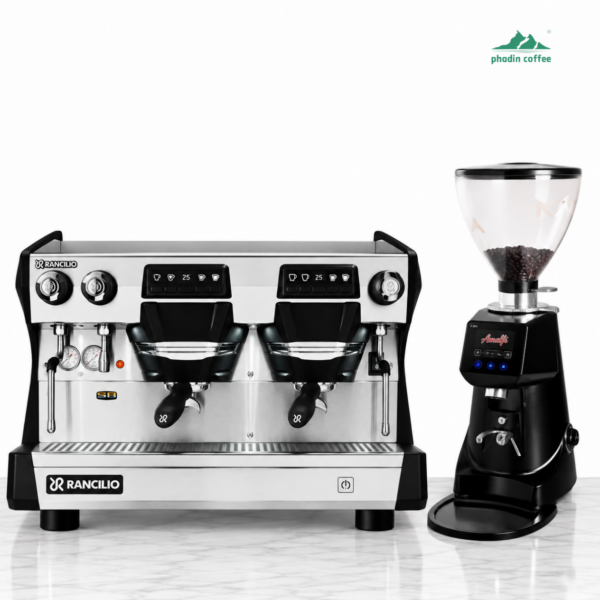 Combo máy pha cà phê Rancilio Classe 5 Crono 2 Group + máy xay Amalfi A80