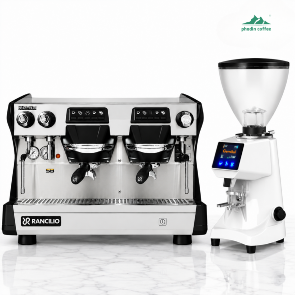 Combo máy pha cà phê Rancilio Classe 5 Crono 2 Group + máy xay Gemilai A80 Pro