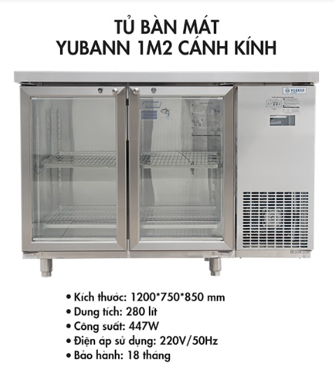 Bàn mát Yubann YB-F12 1,2 m – Cánh kính