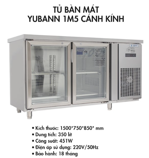 Bàn mát Yubann YB-F15 1,5 m – Cánh kính