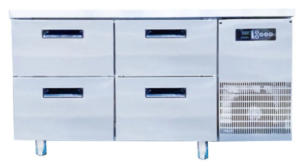 Bàn mát 4 ngăn kéo inox Viner V-TBLNK1.2, 1,2 m, quạt gió