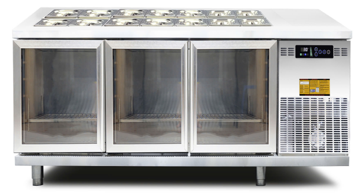 Bàn mát salad cánh kính Viner V-BSLCK1.8, 1,8 m, quạt gió