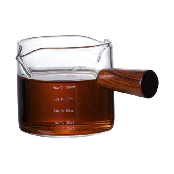 Ca thủy tinh cán gỗ 150ml – ảnh đại diện nền trắng