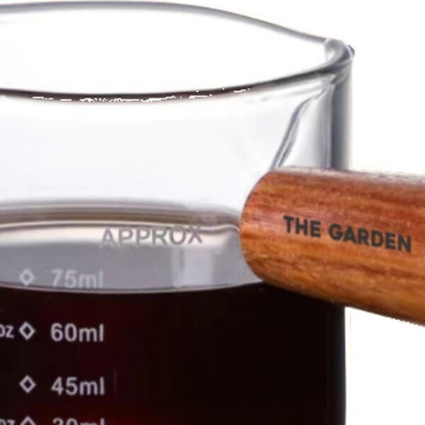 Ca thủy tinh cán gỗ 75ml – ảnh cận chi tiết từ ảnh sản phẩm
